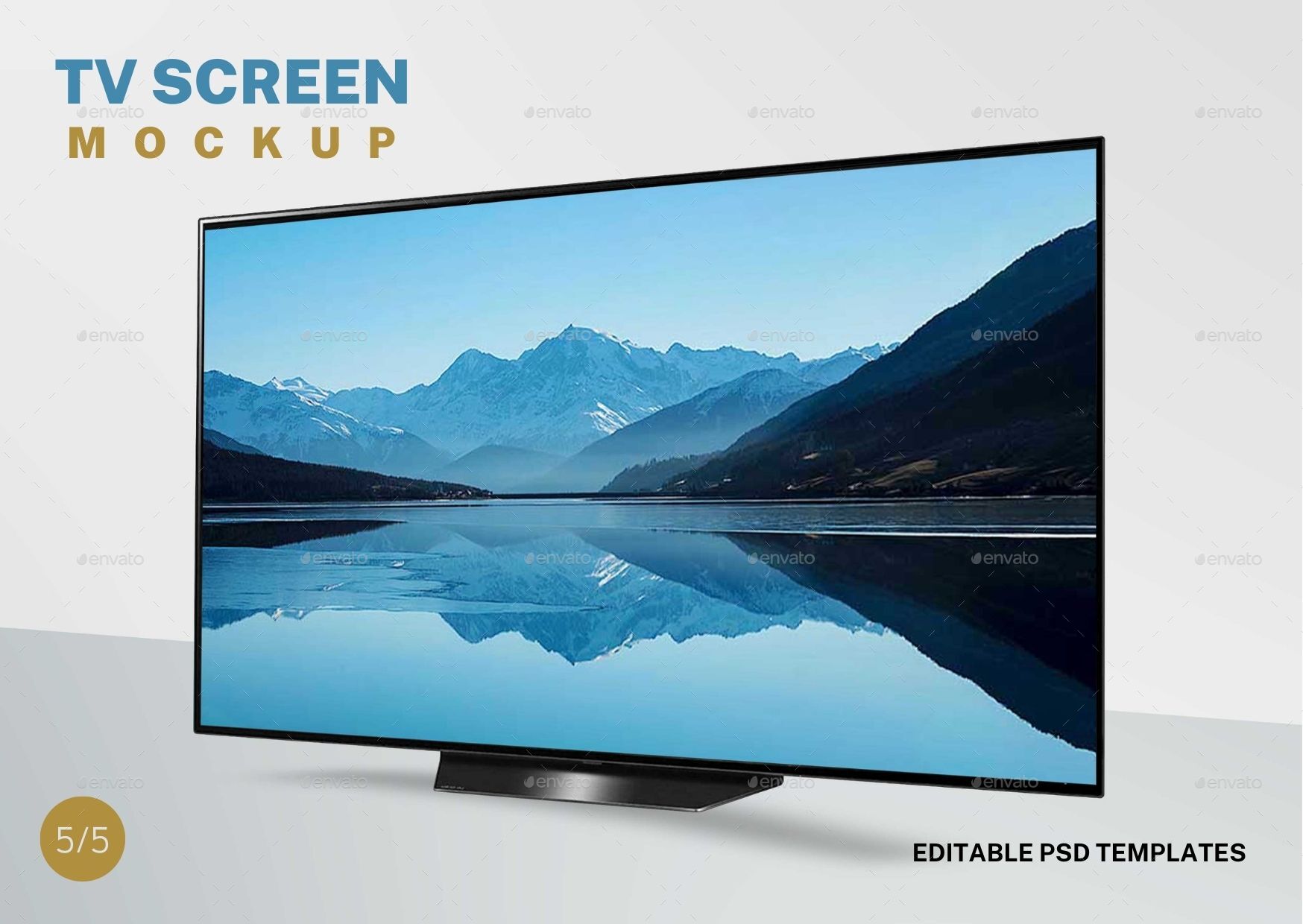 Minimal TV Screen Mockup 5 Templates PSD, Graphics GraphicRiver